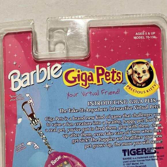Giga Pets Barbie Precious Kitty Virtual Pet Tamagotchi 1997 Sealed Tiger - Picture 5 of 11